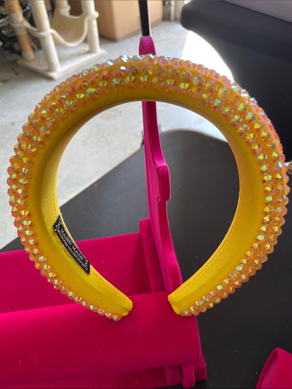 Jennifer Behr Yellow Crystal Embellished Padded Headband